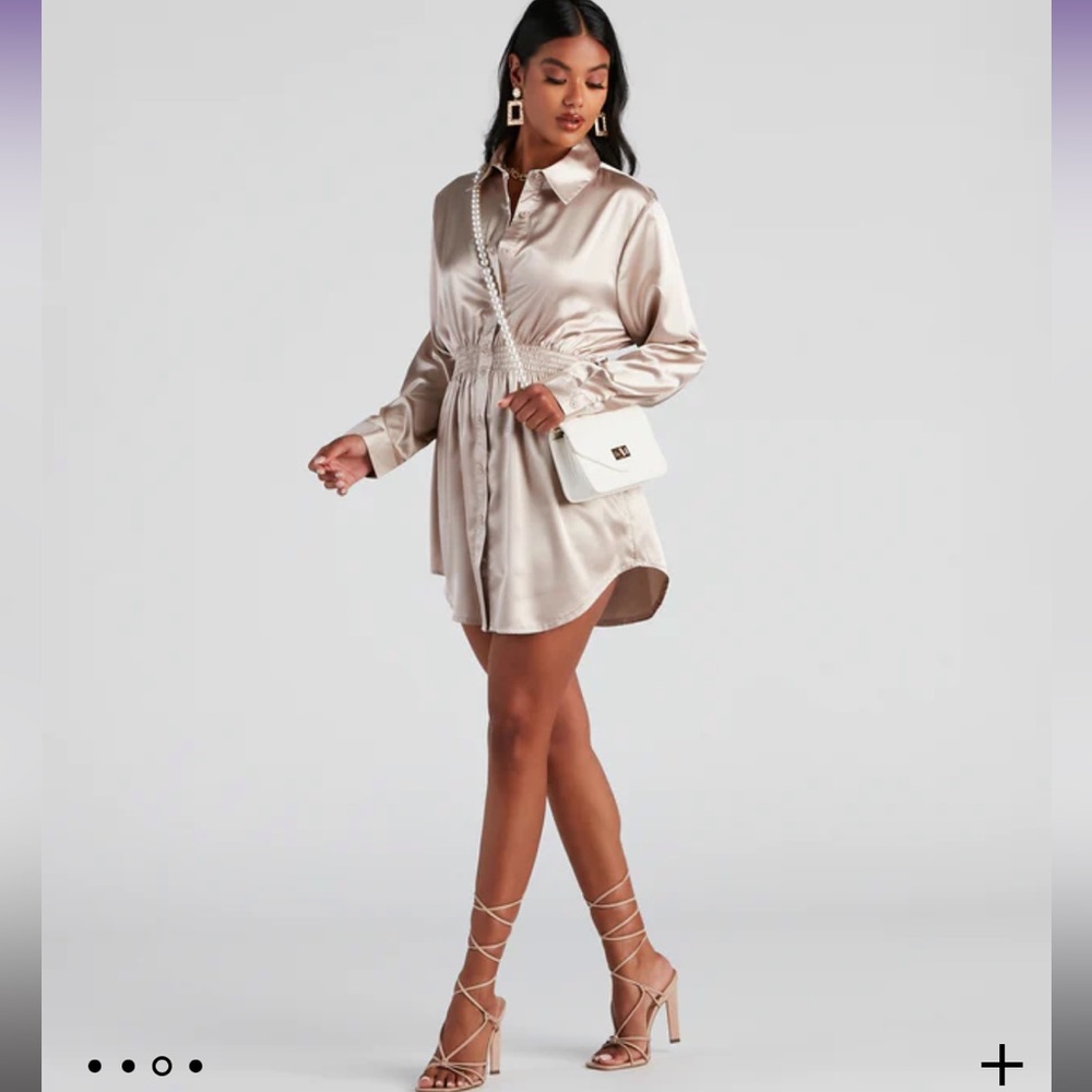 Windsor Satin Button-up Short Dress
